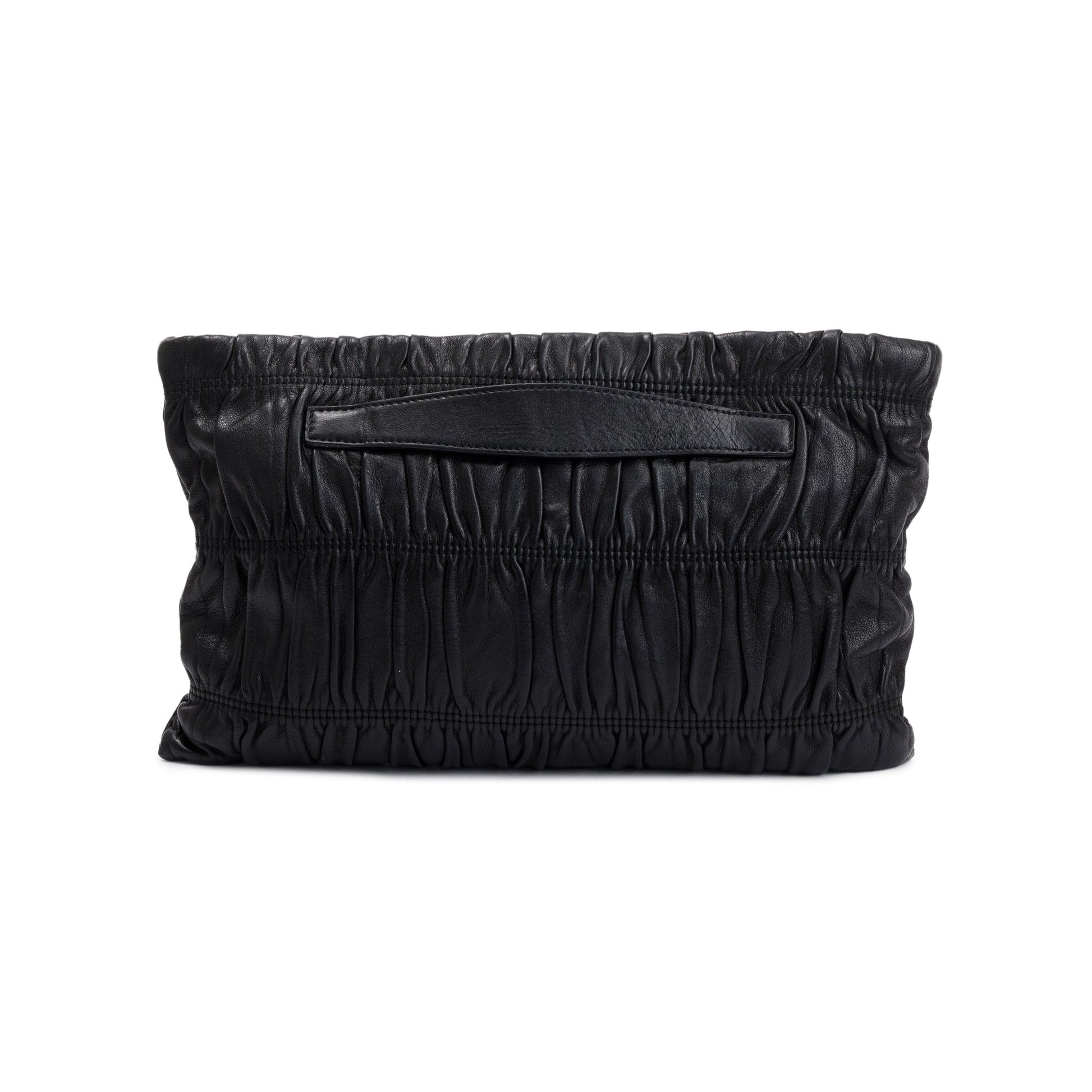 Prada Nappa Gaufre Zip Clutch Handbag Leather Black Clutch Bag