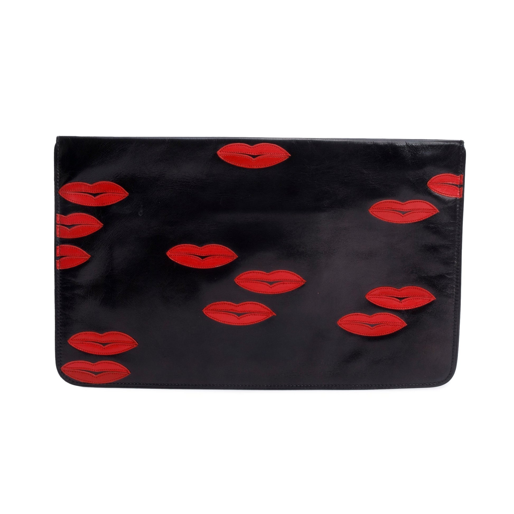Prada Nappa Lips Oversized Clutch Leather Black Clutch Bag