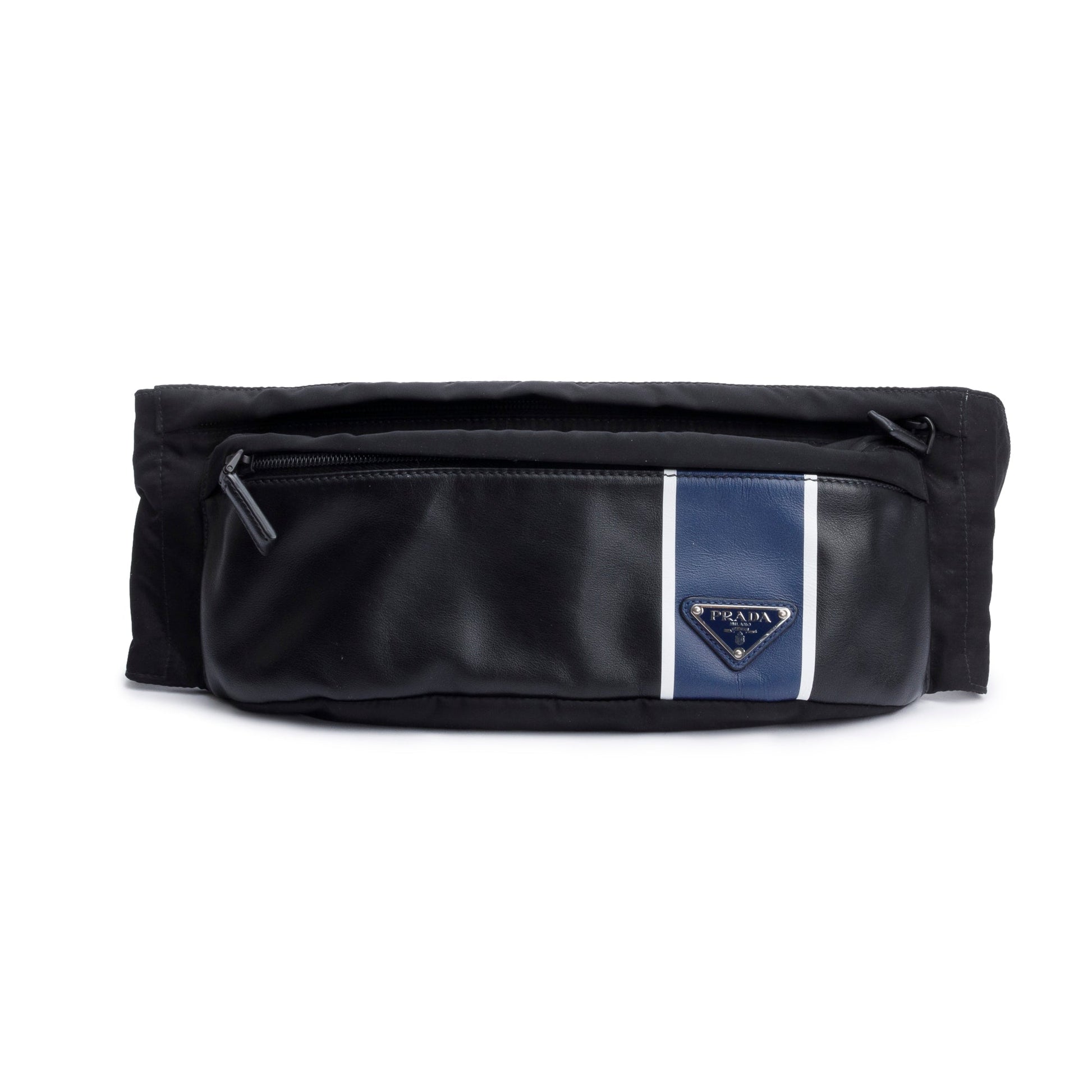 Prada Nappa Tessuto Stripe Montagne Belt Bag Nylon Black