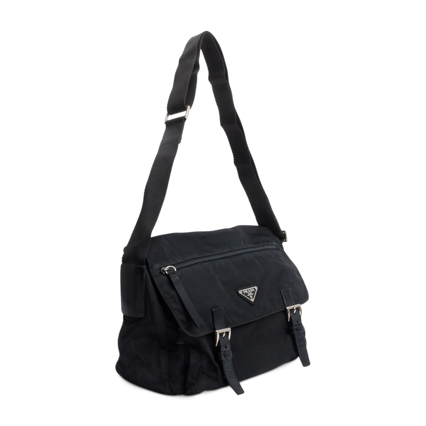 Prada Vela Sport Buckle Messenger Bag Nylon Black