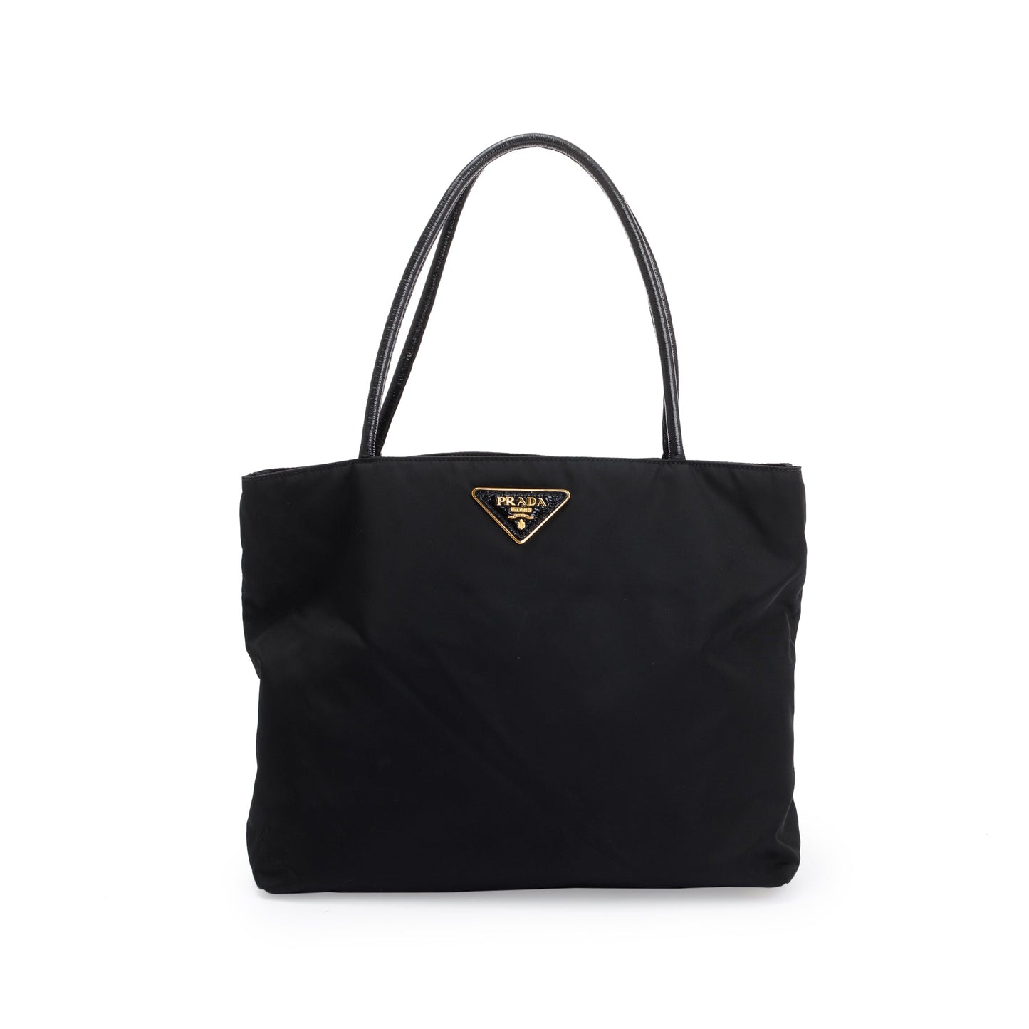 Prada Patent Trimmed Tessuto Tote Handbag Leather Nylon Tote Bag Tote Handbag