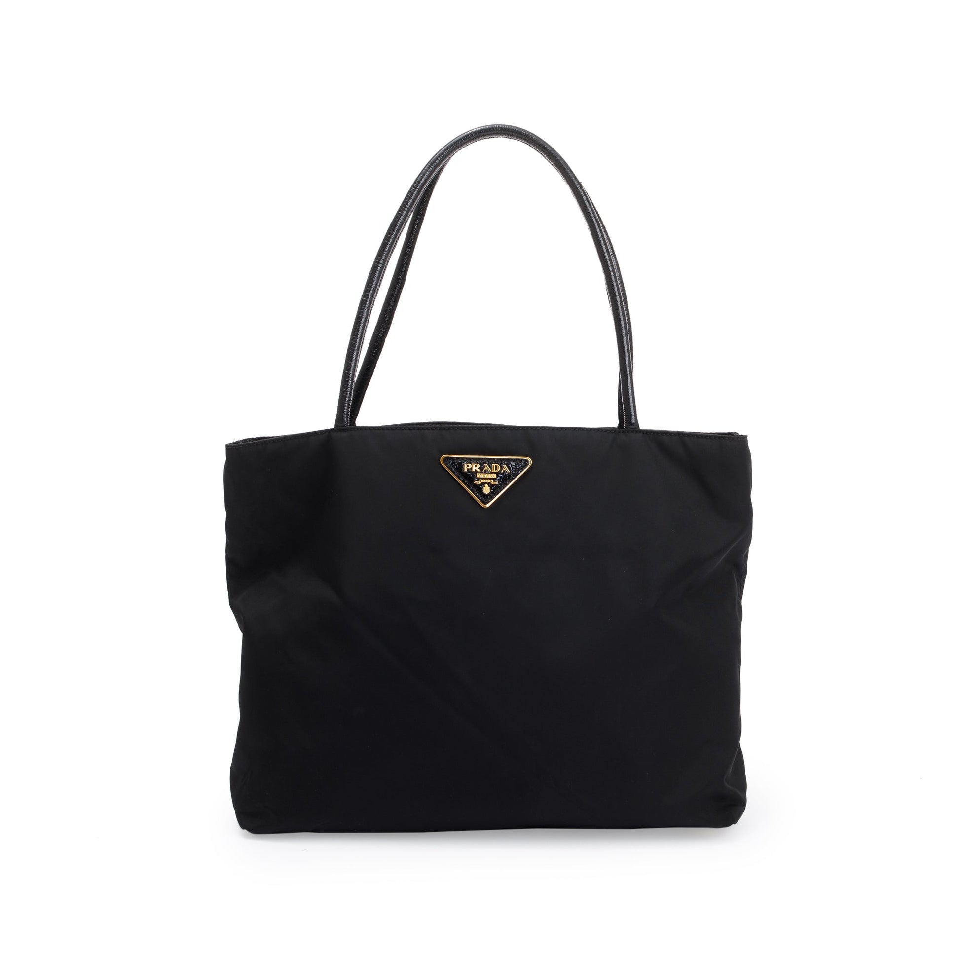Prada Patent Trimmed Tessuto Tote Handbag Leather Nylon Tote Bag Tote Handbag