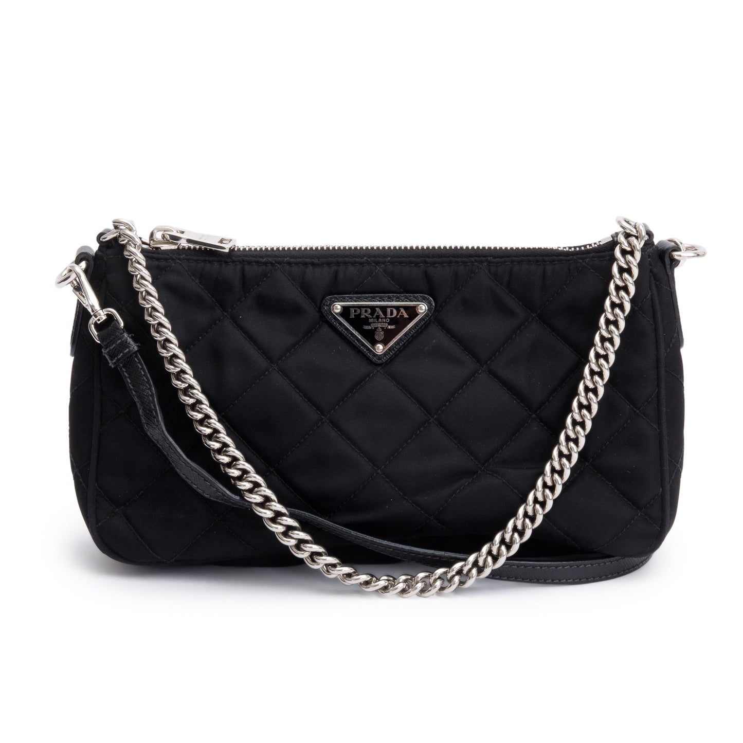 Prada Tessuto Impuntu Crossbody Bag Quilted Black