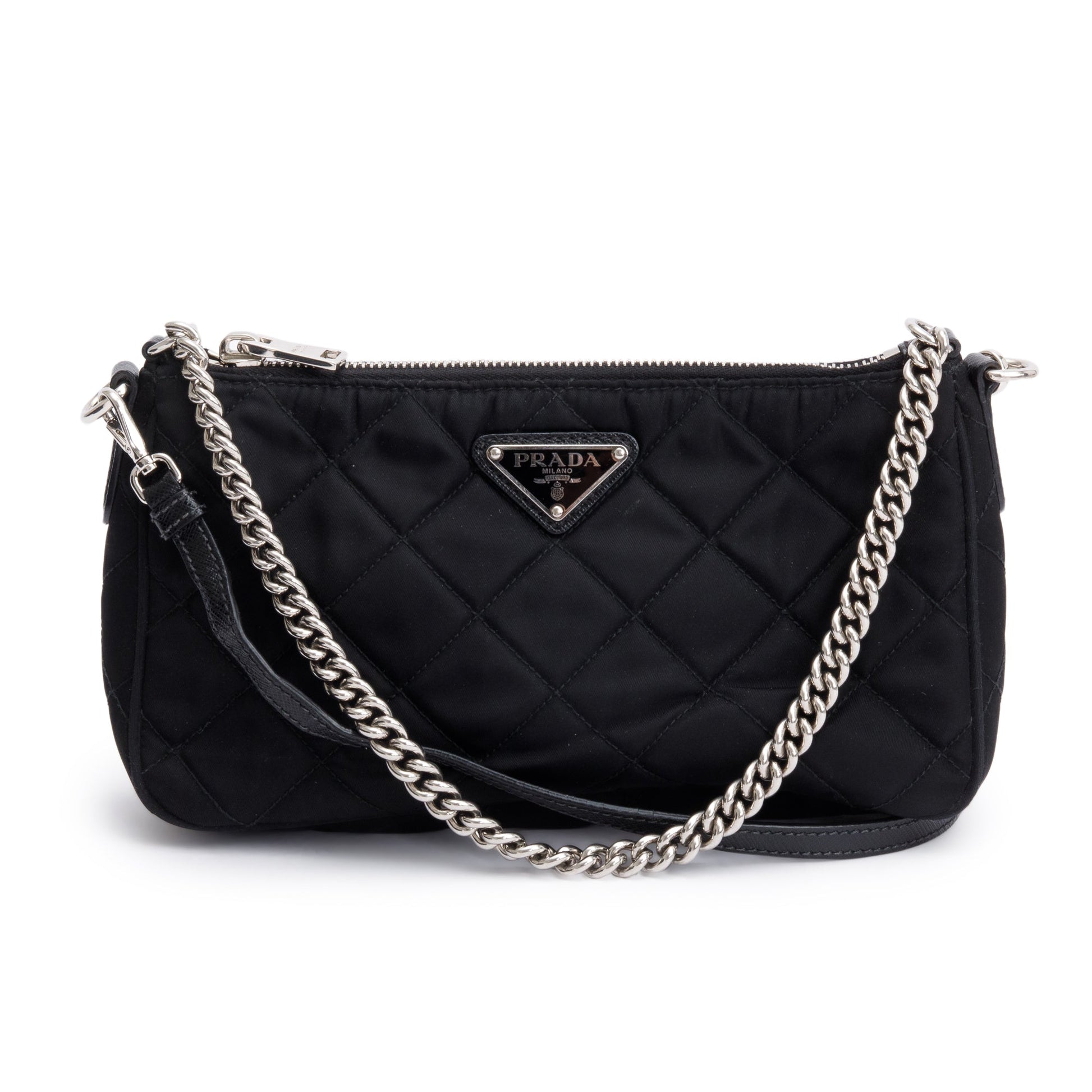 Prada Tessuto Impuntu Crossbody Bag Quilted Black