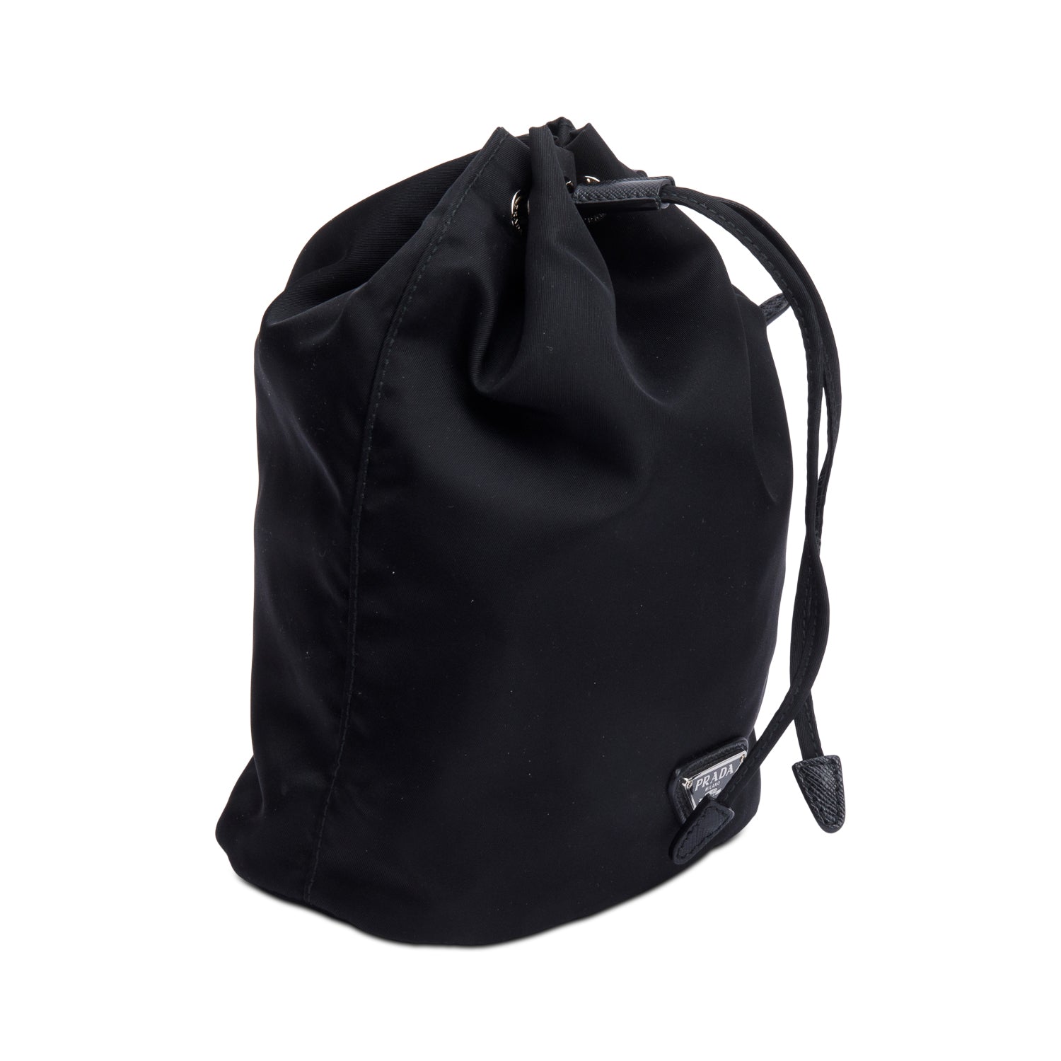 Prada Re Pouch Wristlet Handbag Nylon Black Bucket Bag
