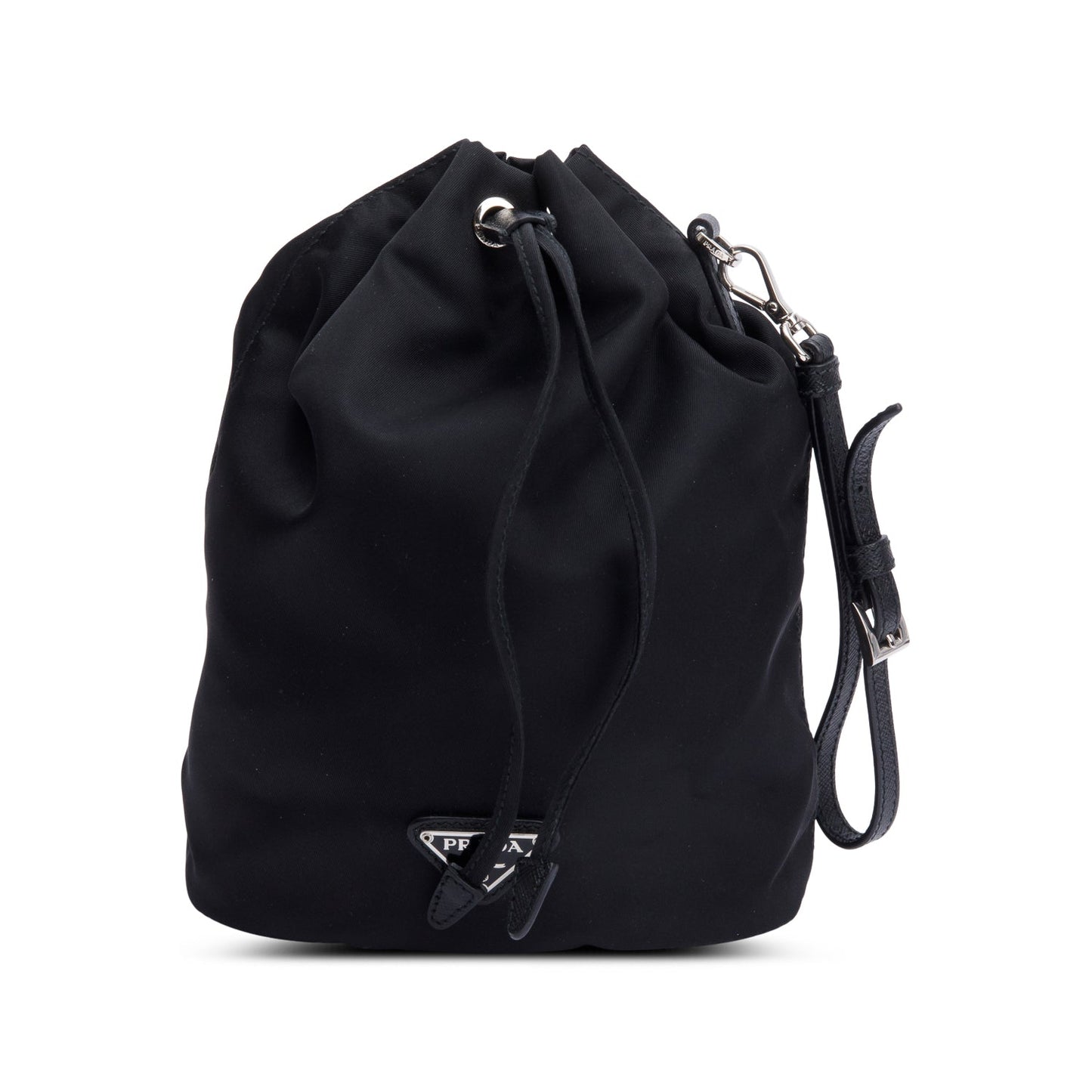 Prada Re Pouch Wristlet Handbag Nylon Black Bucket Bag