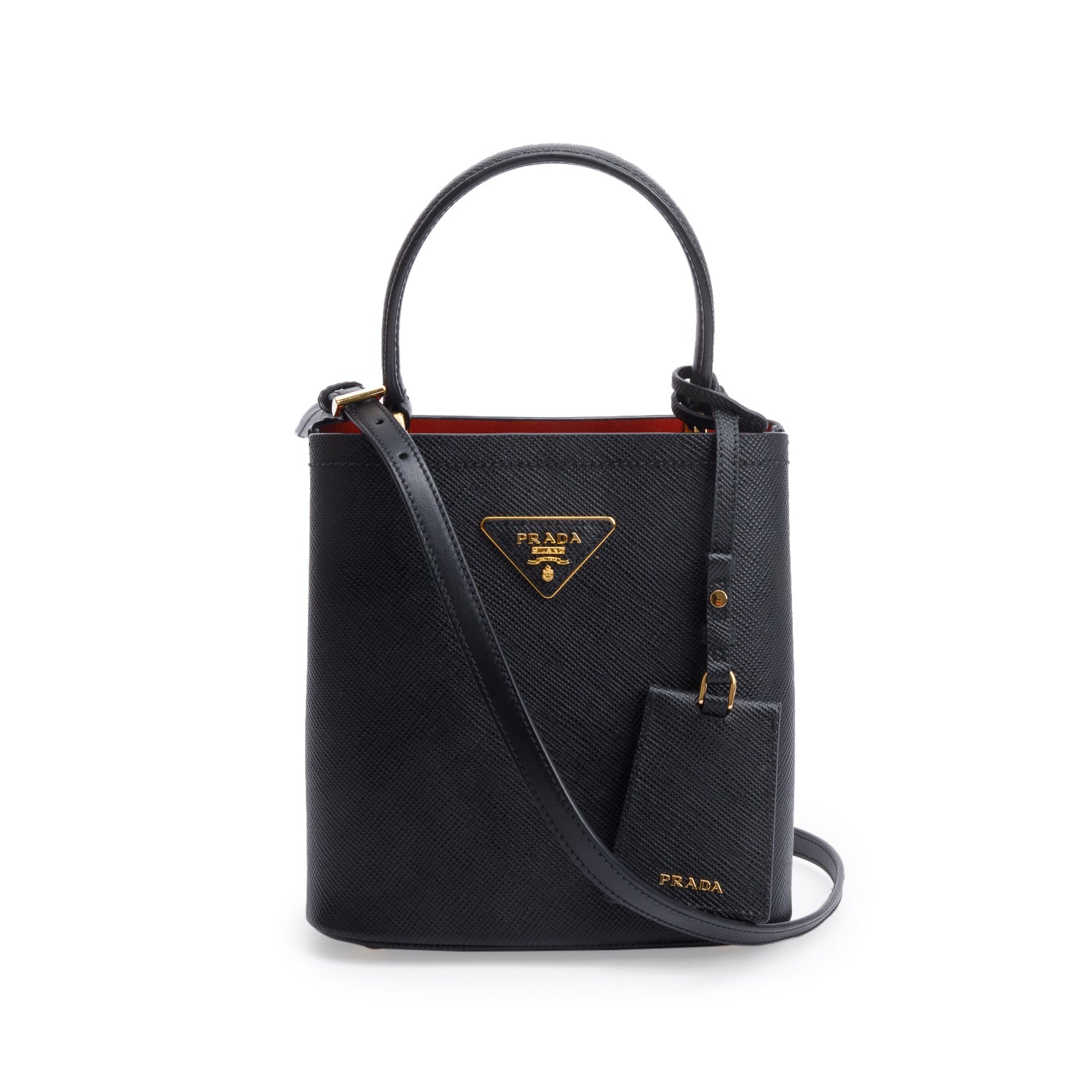 Prada Saffiano Cuir Panier Bag Black Small Travel Bag