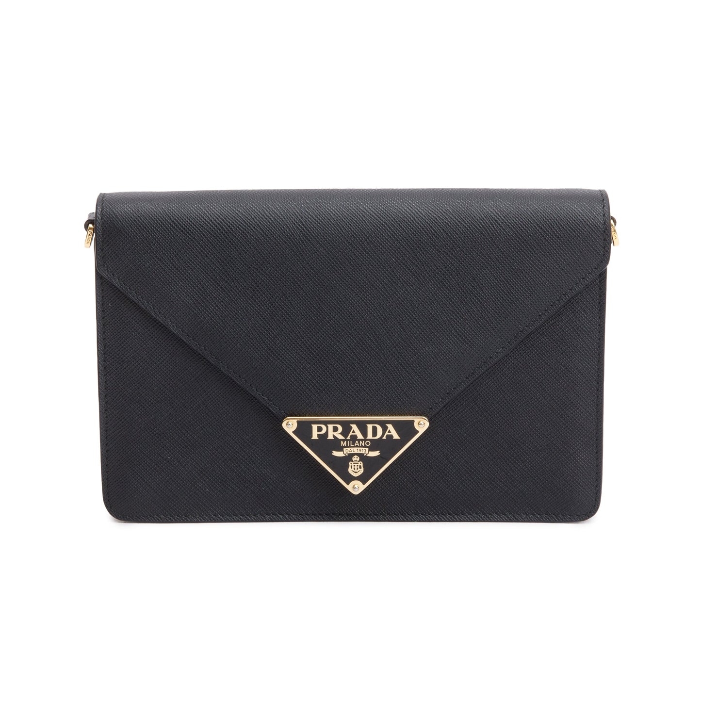 Prada Saffiano Envelope Crossbody Bag Leather Black
