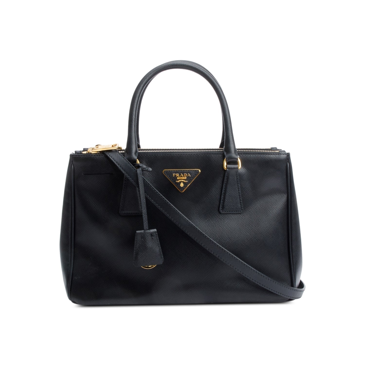 Prada Double Galleria Tote Leather Saffiano Black Tote Bag