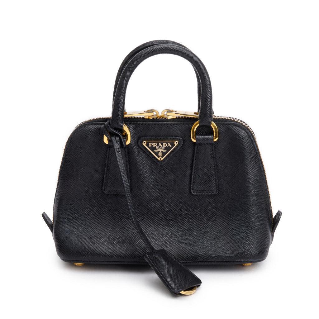 Prada Saffiano Lux Promenade Tote Handbag Black Mini Tote Bag
