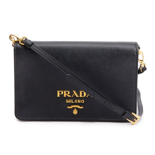 Prada Lux Shoulder Bag Saffiano Black Mini