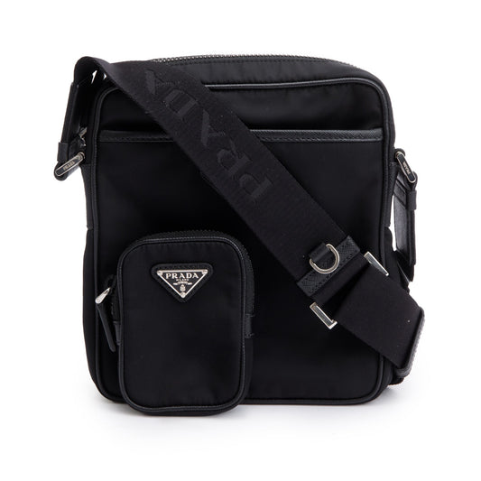 Prada Saffiano Re Crossbody Bag Nylon Black