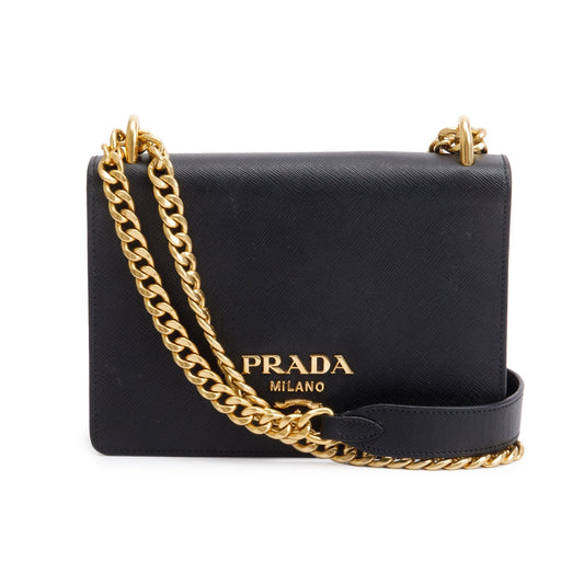 Prada Saffiano Soft Calf Crossbody Bag Leather Black