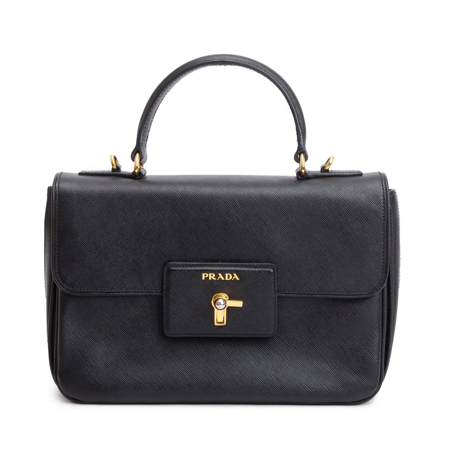 Prada Saffiano Top Handle Tote Handbag Black Tote Bag
