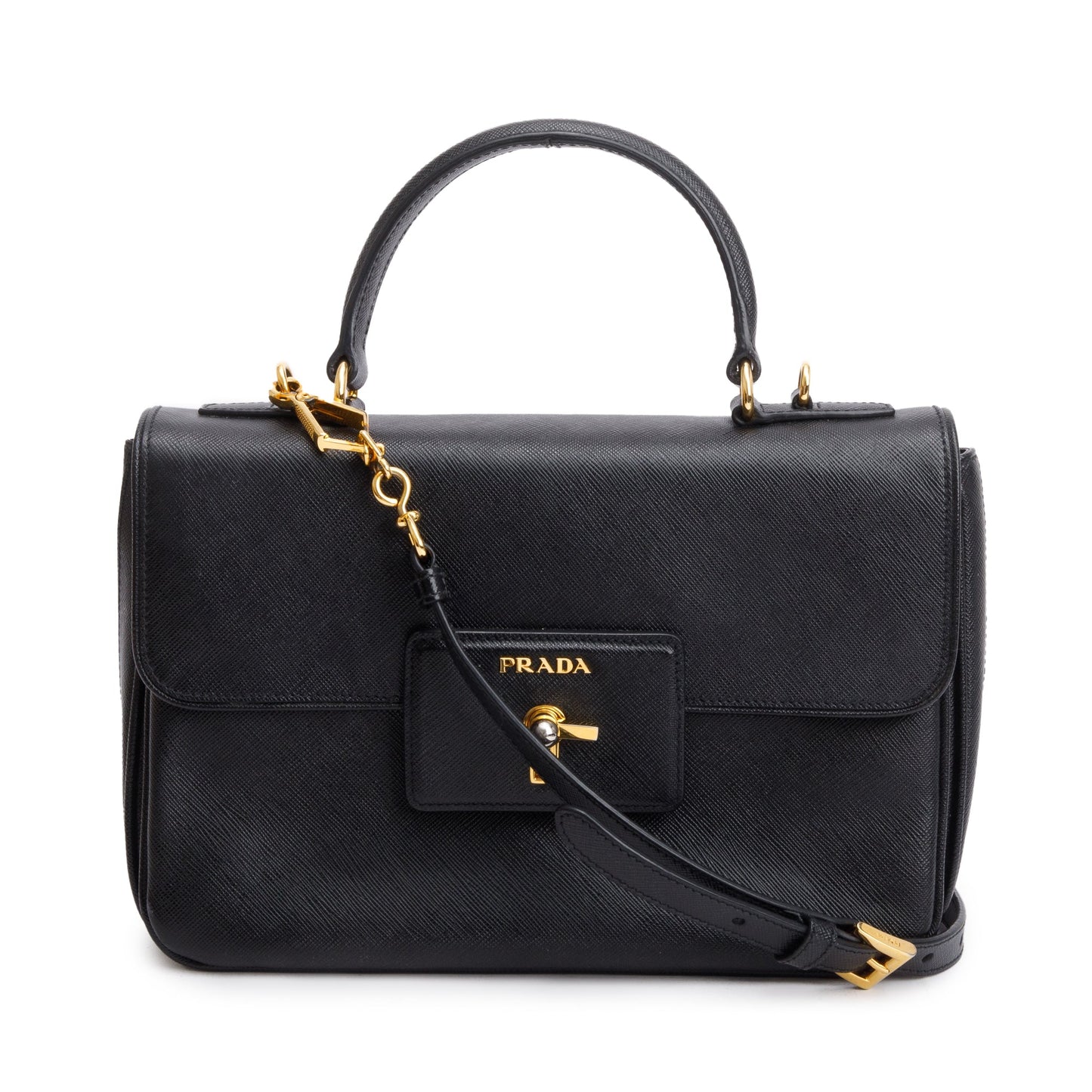 Prada Saffiano Top Handle Tote Handbag Black Tote Bag