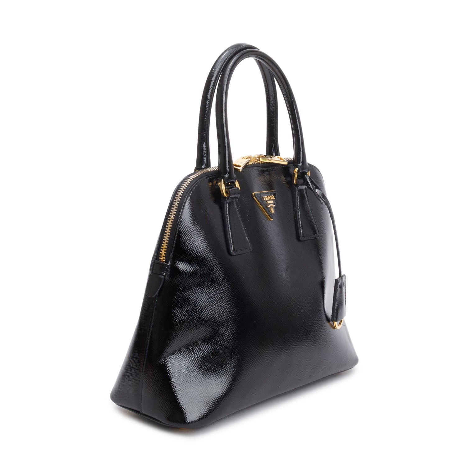 Prada Saffiano Vernice Promenade Tote Handbag Black Small Tote Bag