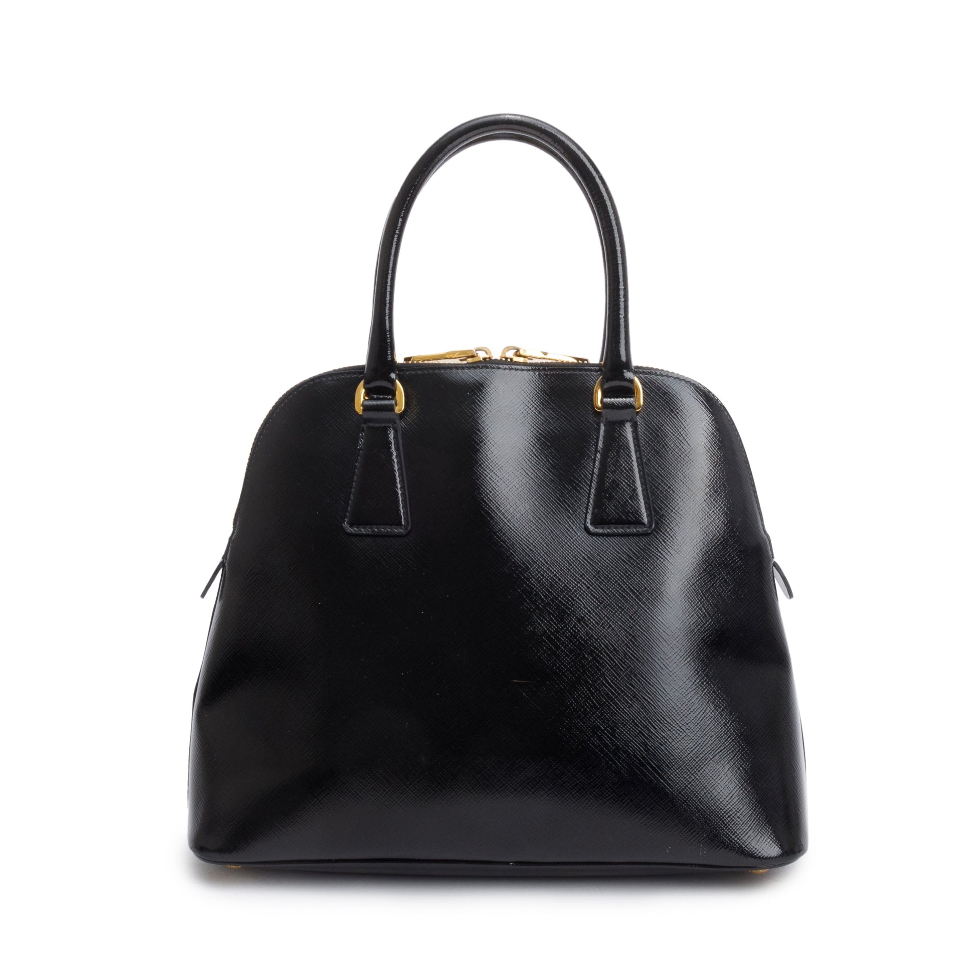 Prada Vernice Promenade Tote Saffiano Black Small Tote Bag