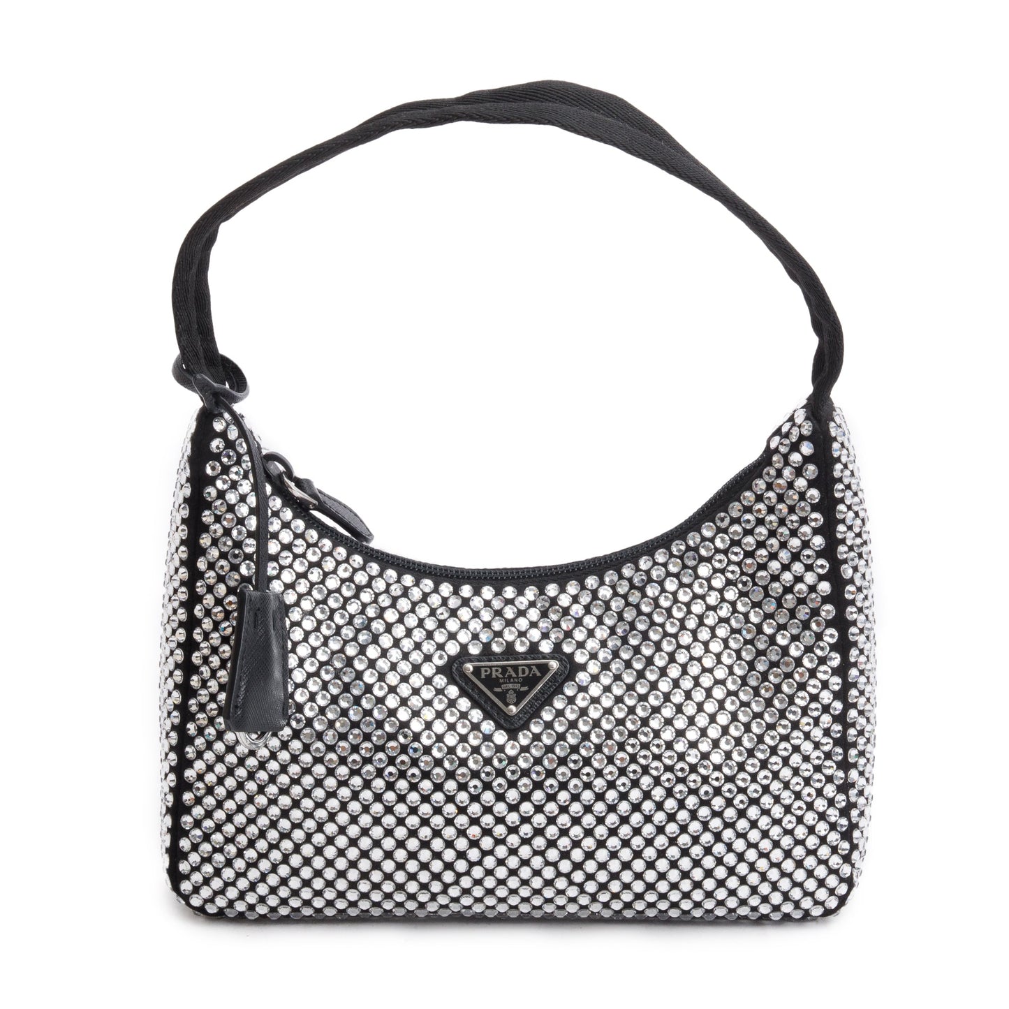 Prada Crystal Re Edition Bag Satin Black Mini Travel Bag