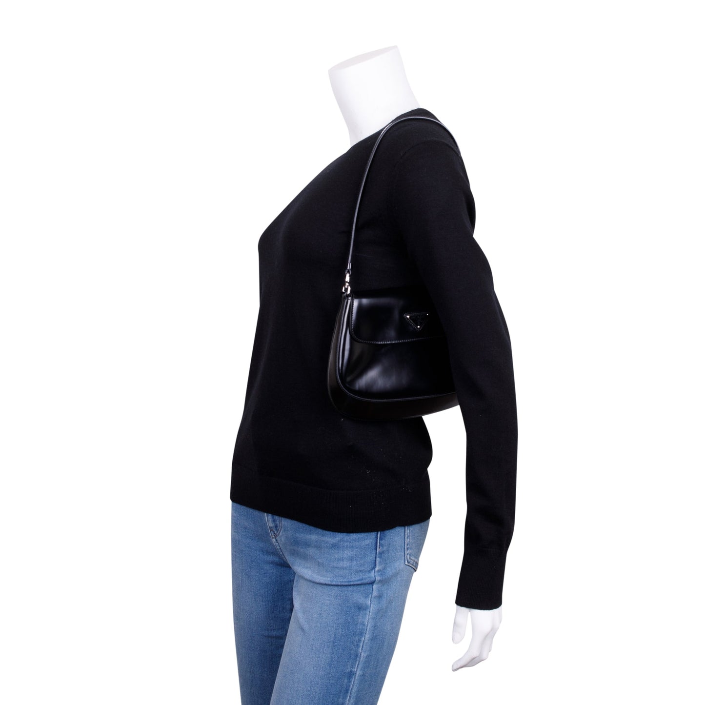 Prada Spazzolato Cleo Bag Leather Black Travel Bag