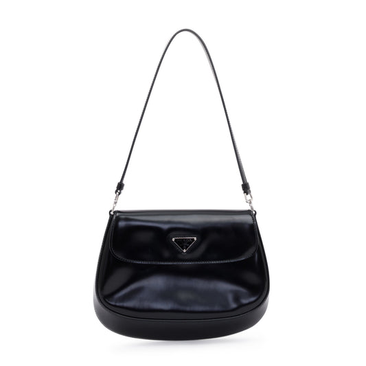 Prada Spazzolato Cleo Bag Leather Black Travel Bag
