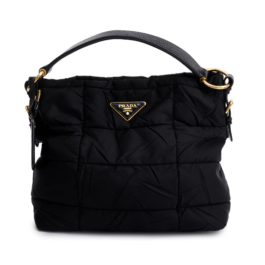 Prada Tessuto Impunture Hobo Bag Black Travel Bag