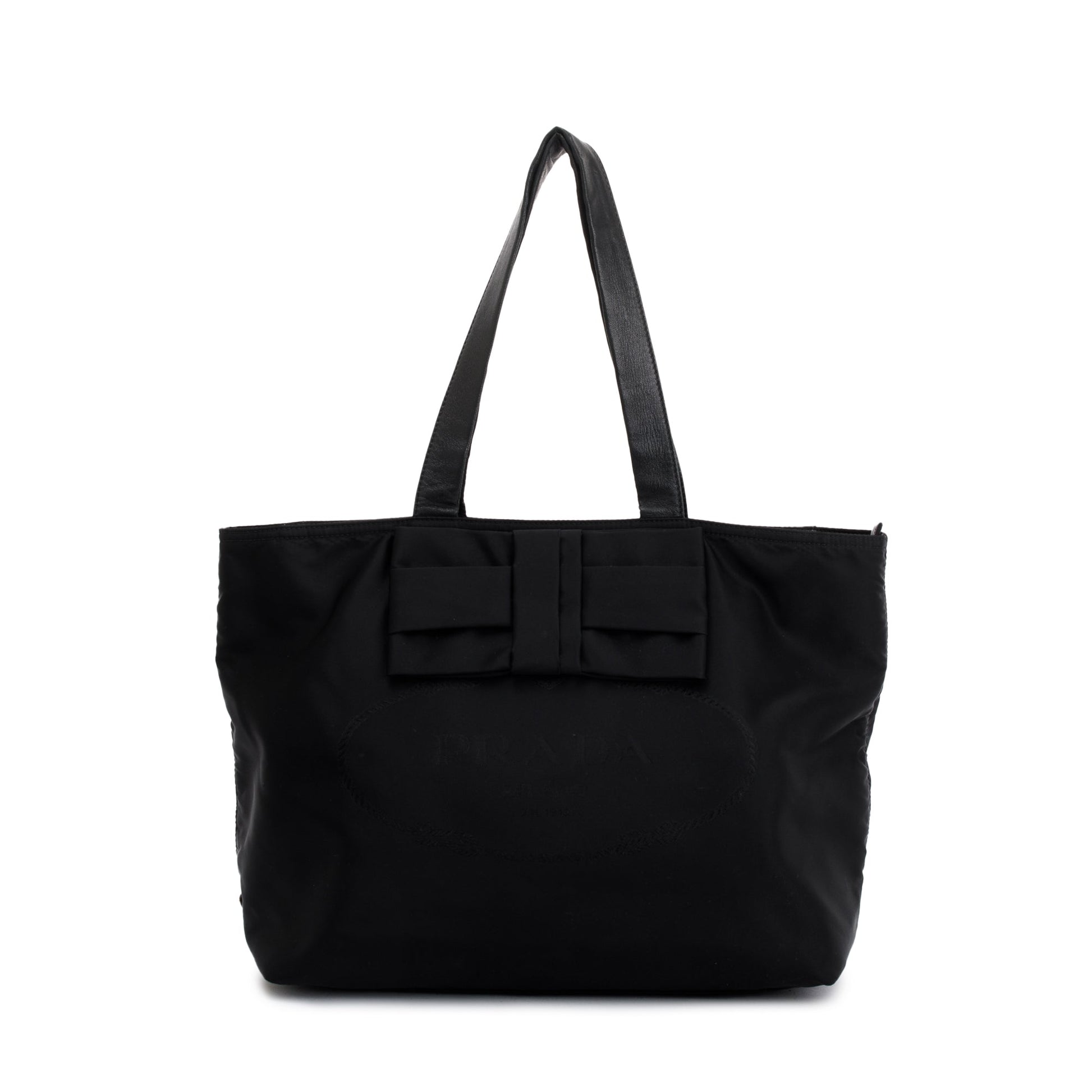 Prada Tessuto Bow Tote Handbag Nylon Black Tote Bag