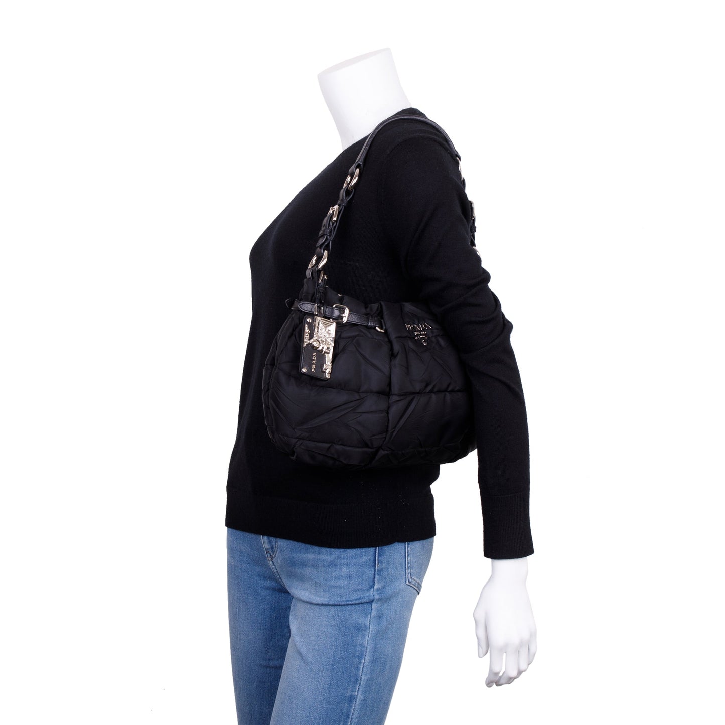 Prada Tessuto Gauffre Shoulder Bag Nylon Quilted