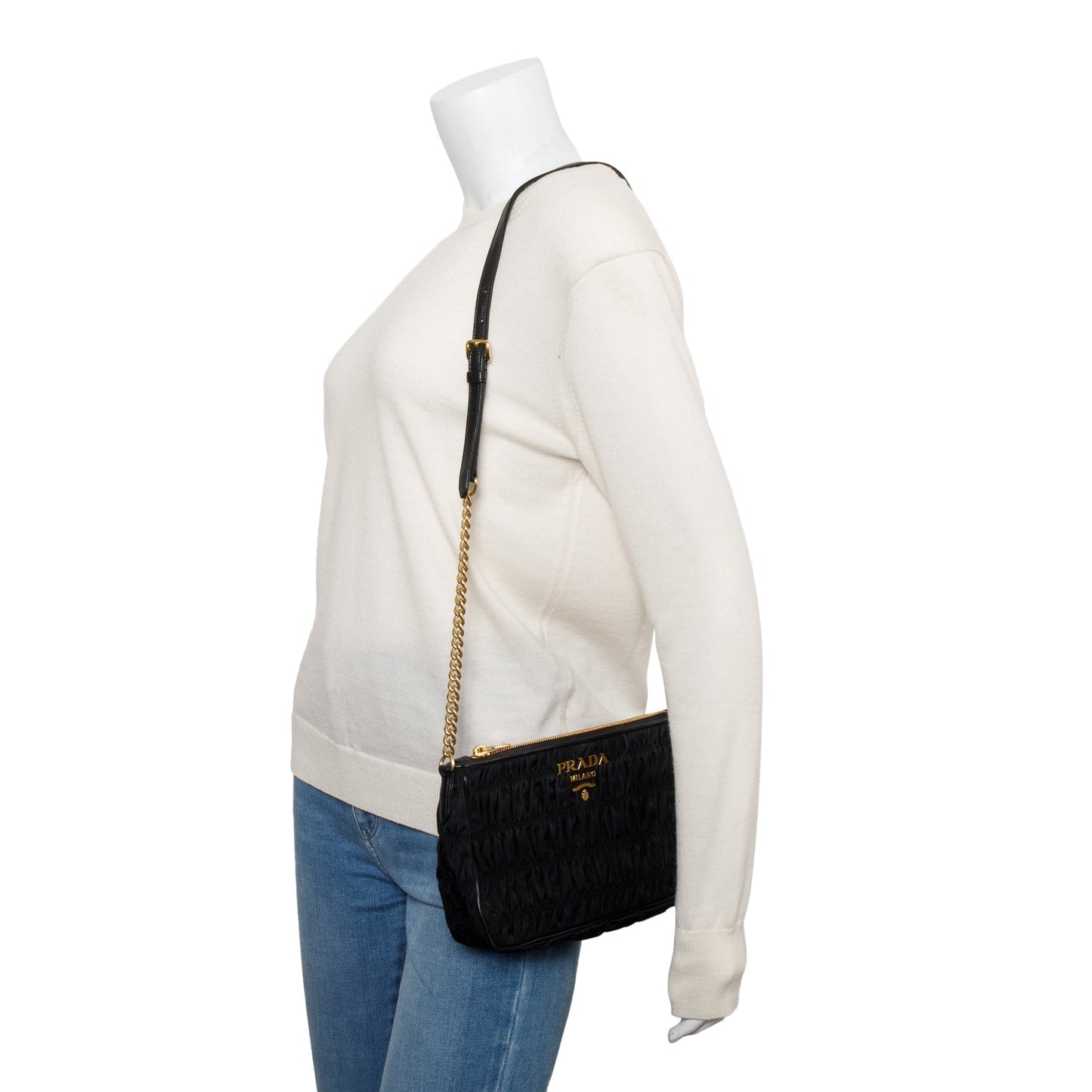 Prada Tessuto Gaufre Crossbody Bag Nylon Black