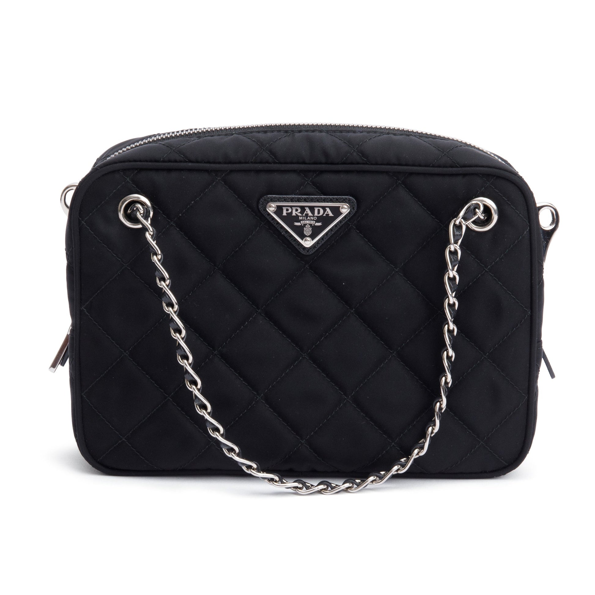 Prada Tessuto Impunture Camera Bag Nylon Black Travel Bag