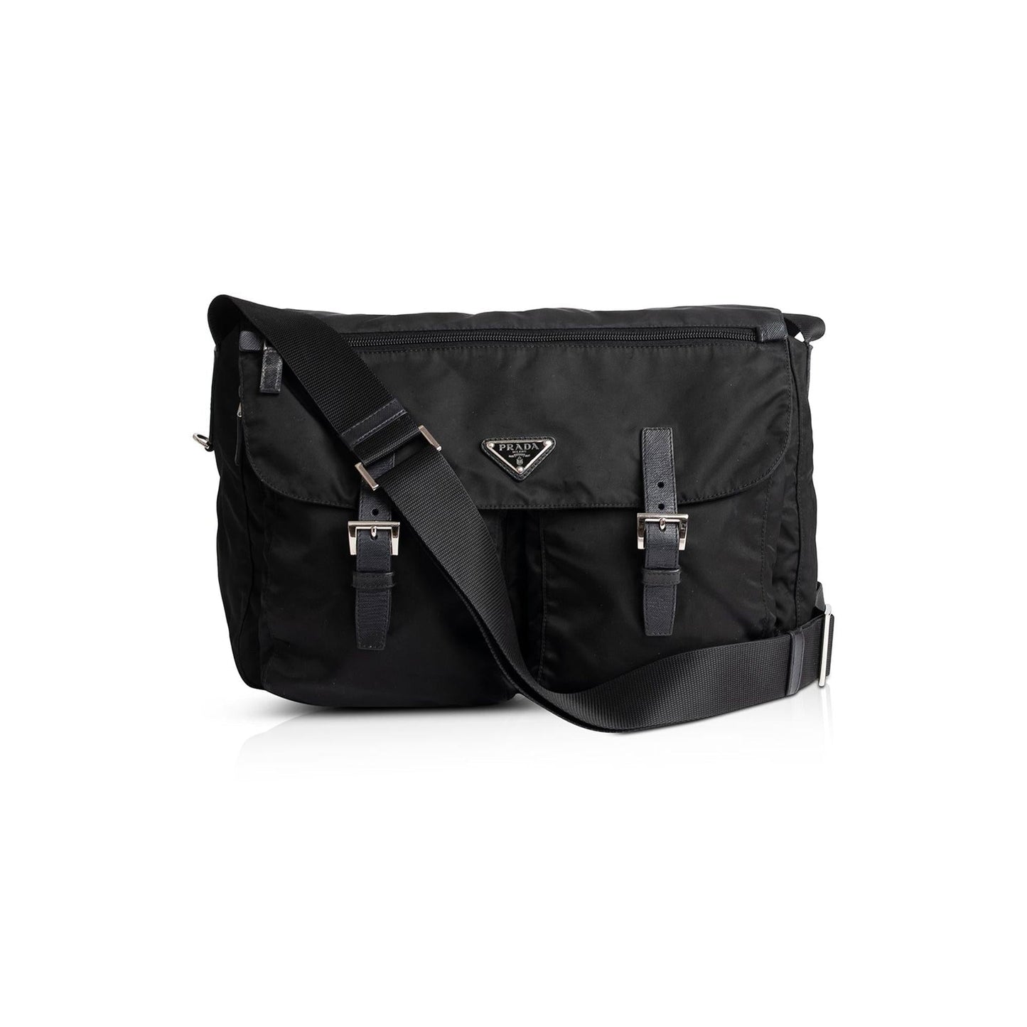 Prada Tessuto Messenger Bag Nylon Black Travel Bag