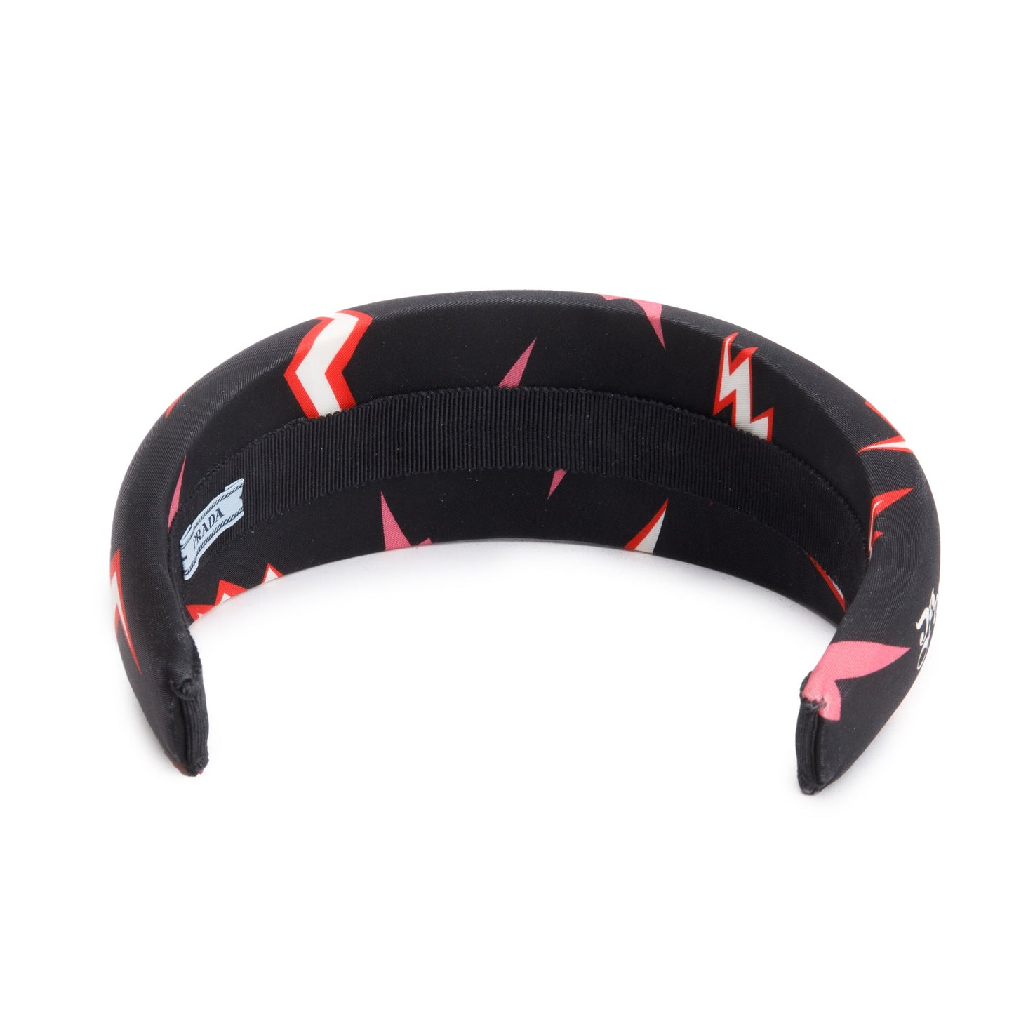 Prada Thunder Print Headband Handbag Nylon Black Travel Bag