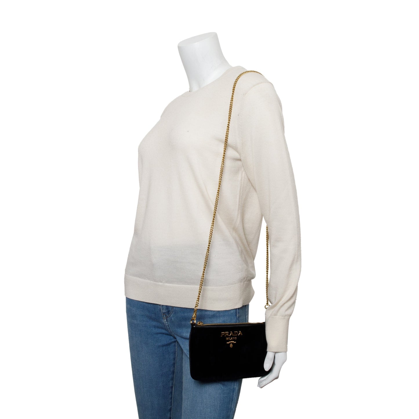 Prada Velluto Clutch Black Chain Clutch Bag