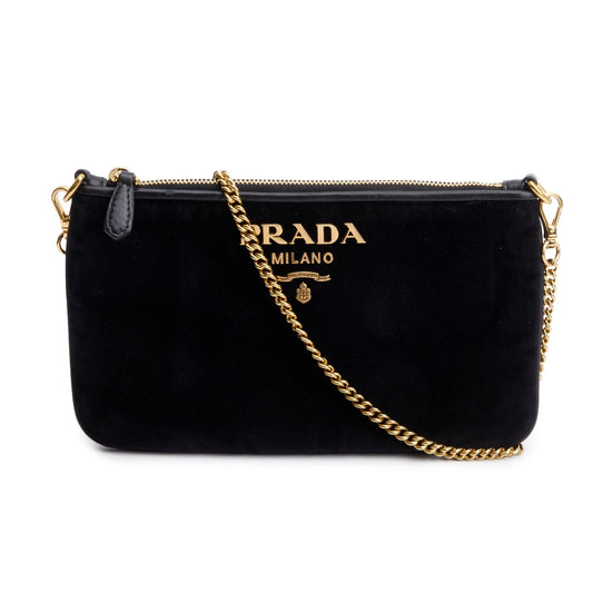 Prada Velluto Clutch Black Chain Clutch Bag