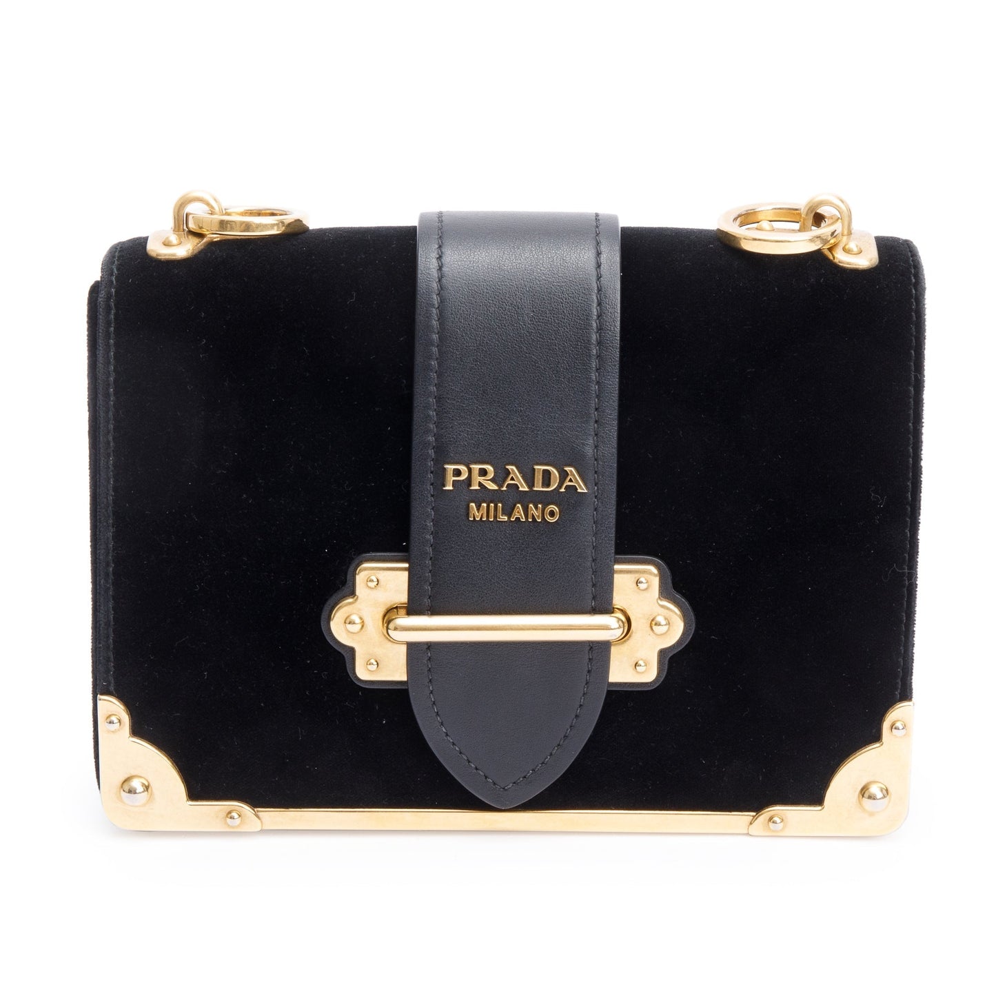Prada Velluto City Calf Cahier Bag Leather Black Travel Bag