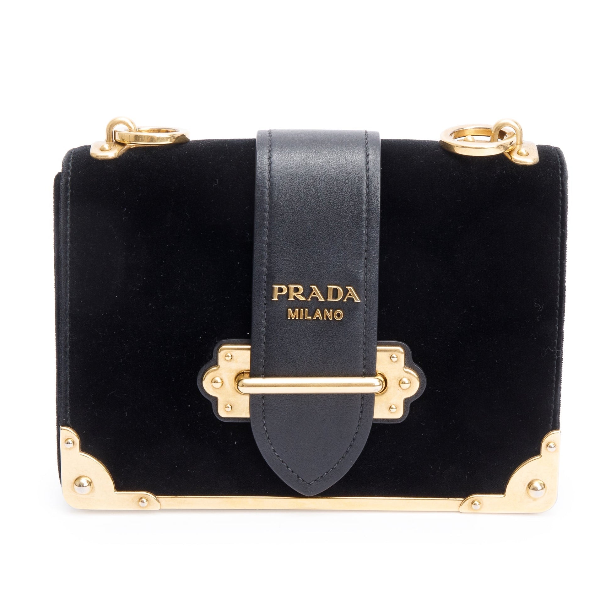 Prada Velluto City Calf Cahier Bag Leather Black Travel Bag