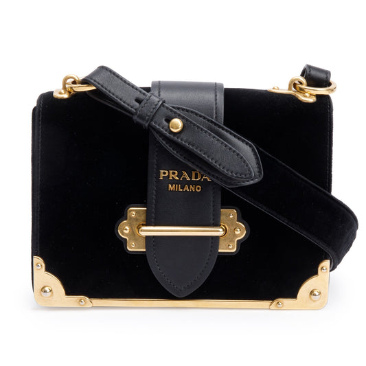 Prada Velluto City Calf Cahier Bag Leather Black Travel Bag