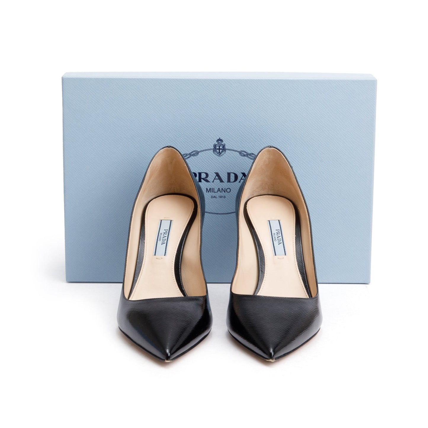 Prada Vernice St. Saffiano Calzature Donna Pumps, Size Leather Black Shoes