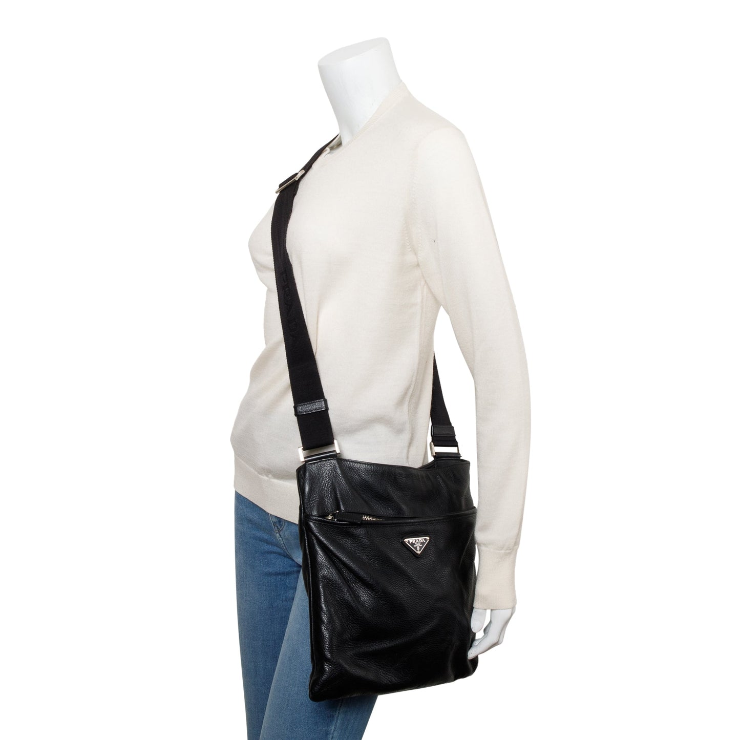 Prada Vitello City Messenger Bag Black Travel Bag