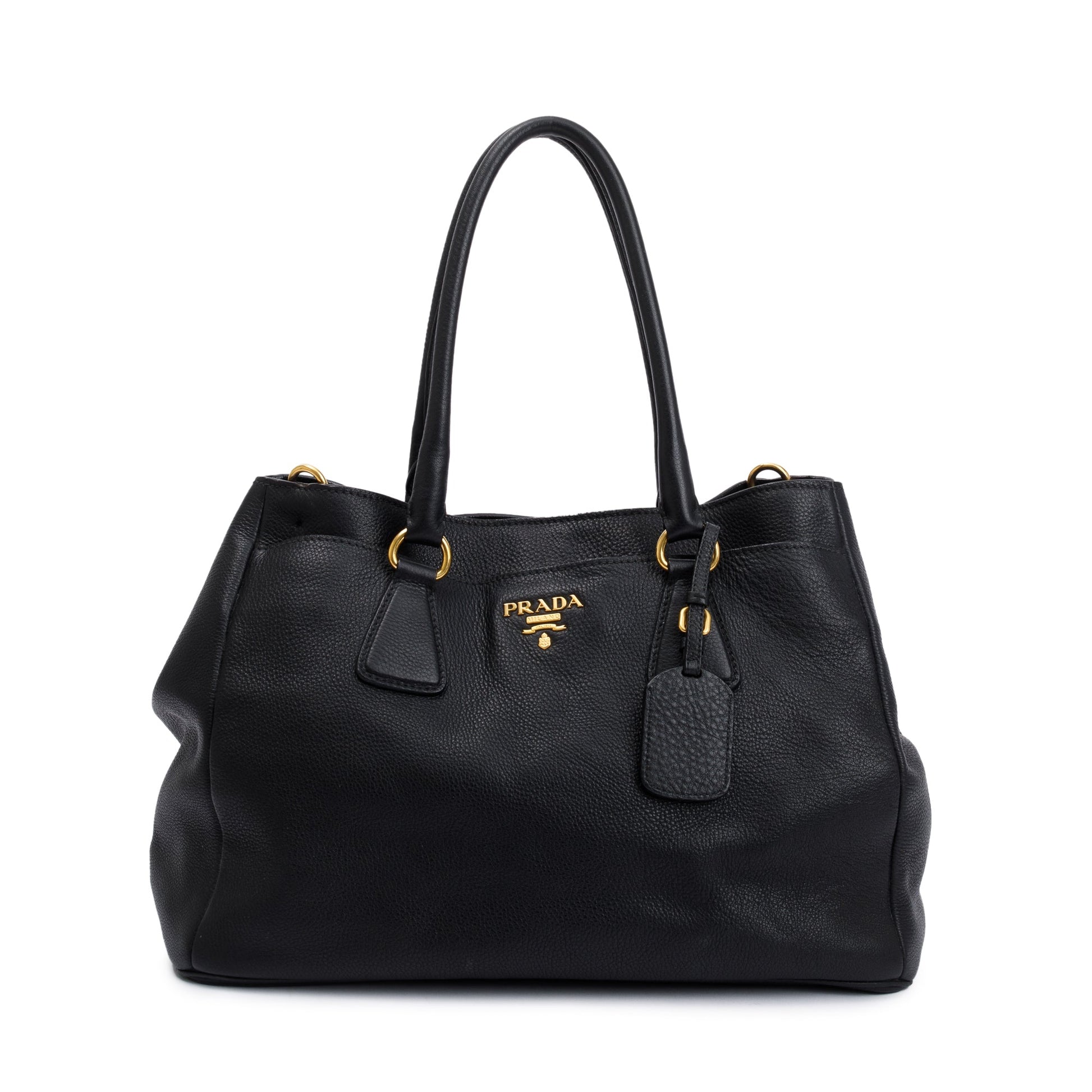 Prada Vitello Daino Convertible Tote Handbag Black Tote Bag