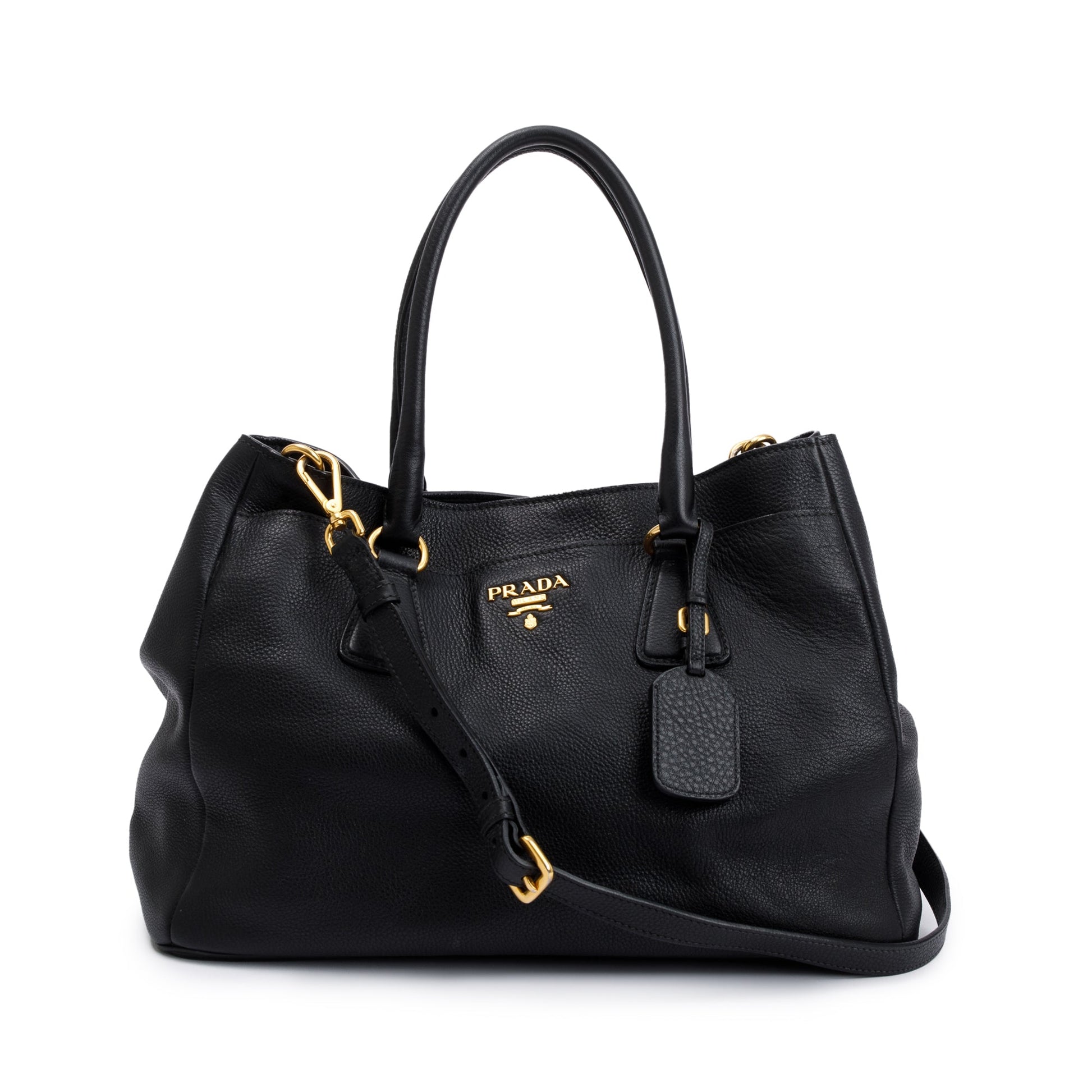 Prada Vitello Daino Convertible Tote Handbag Black Tote Bag