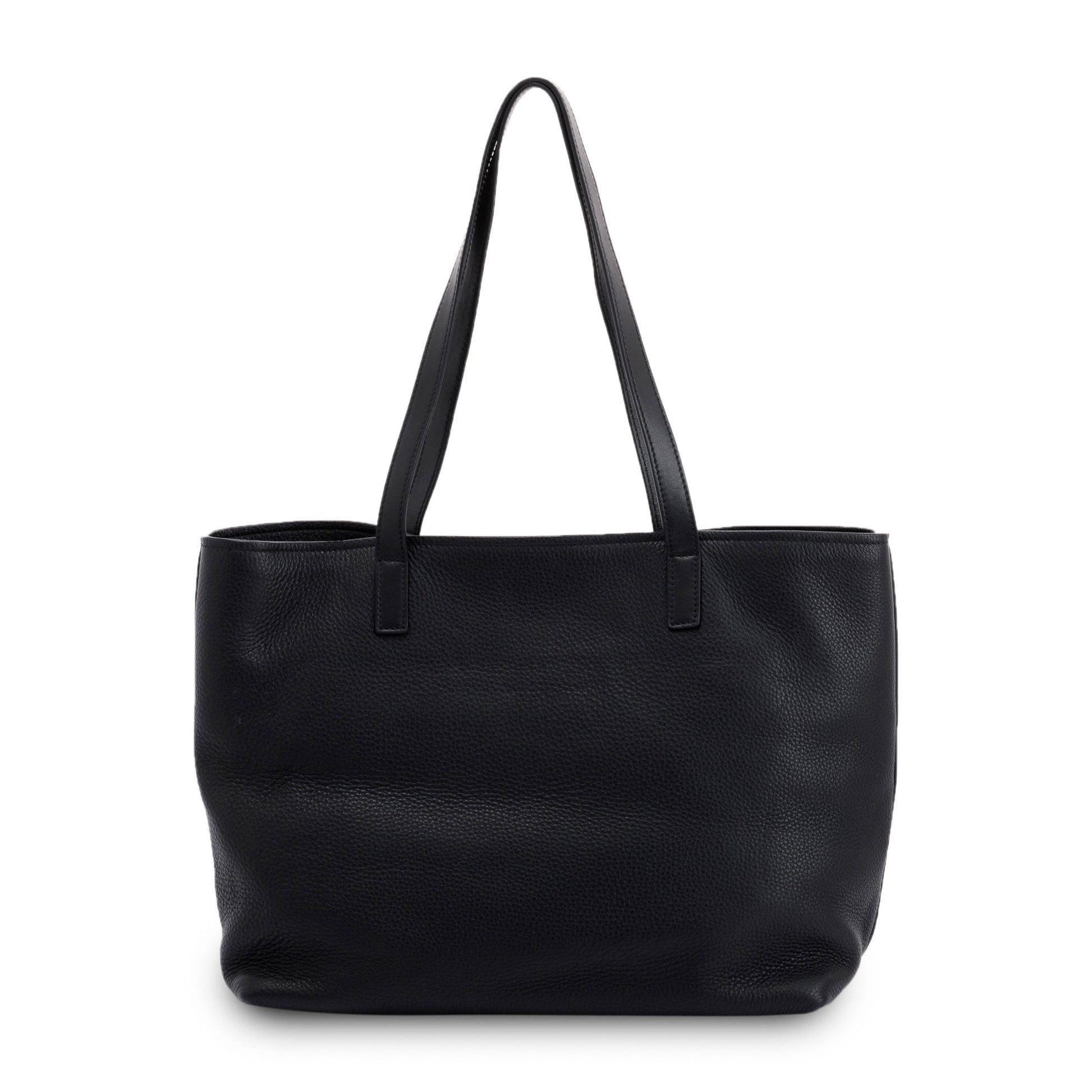 Prada Vitello Daino Front Pocket Shopping Tote Handbag Black Tote Bag