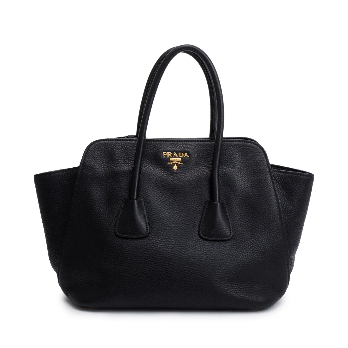 Prada Vitello Daino Handle Tote Bag Black
