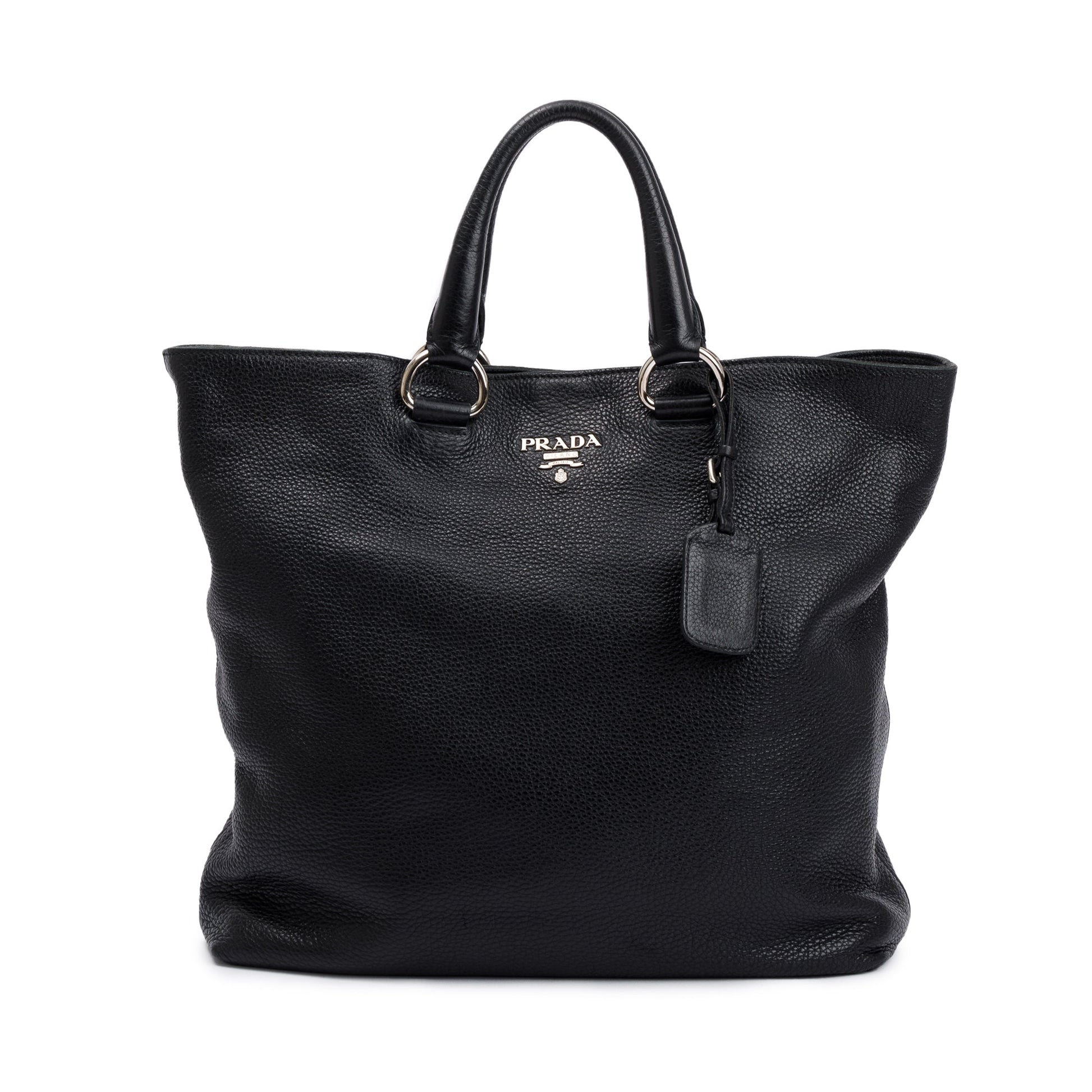 Prada Vitello Daino Shopping Tote Handbag Leather Black Tote Bag