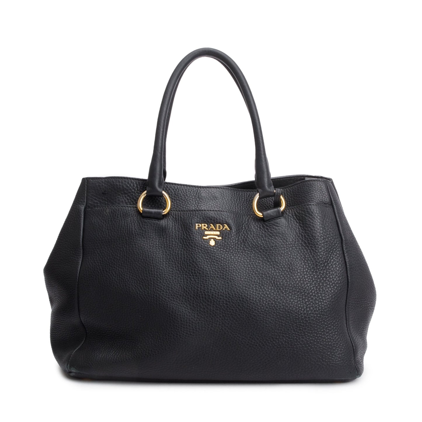 Prada Daino Shoulder Bag Leather Vitello Black