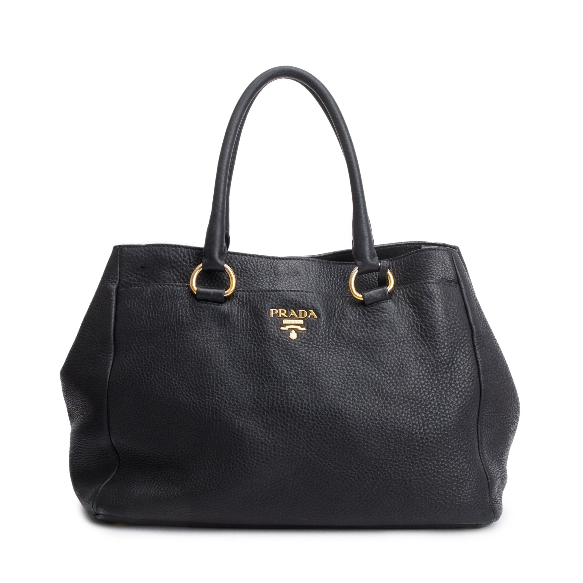 Prada Daino Shoulder Bag Leather Vitello Black