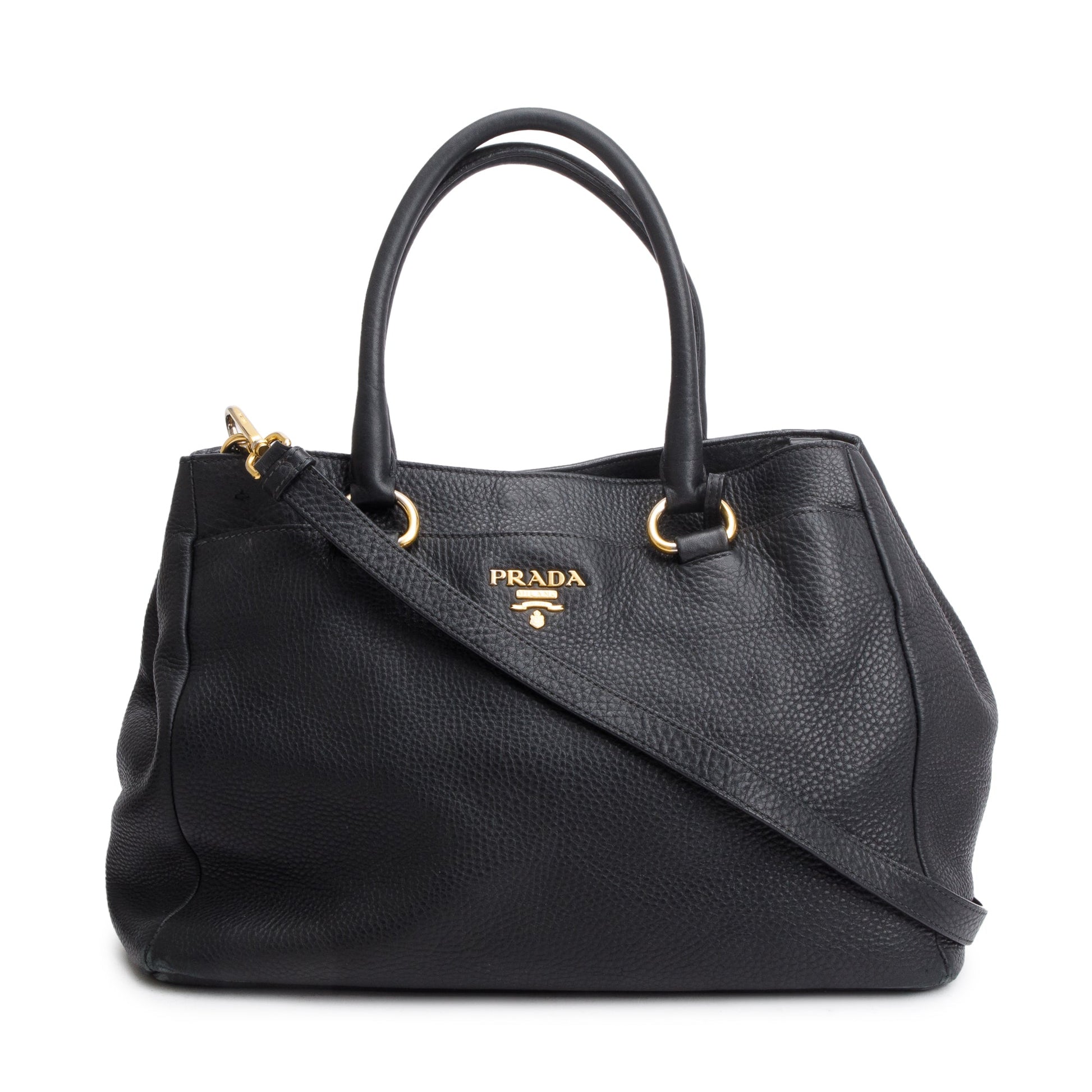 Prada Vitello Daino Shoulder Bag Leather Black