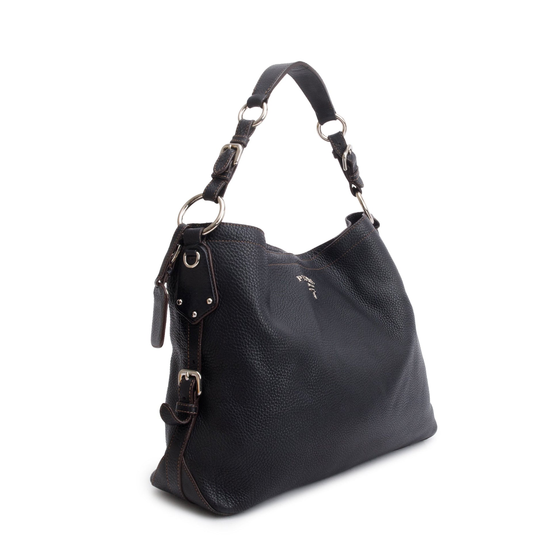 Prada Vitello Daino Hobo Bag Black Medium Travel Bag