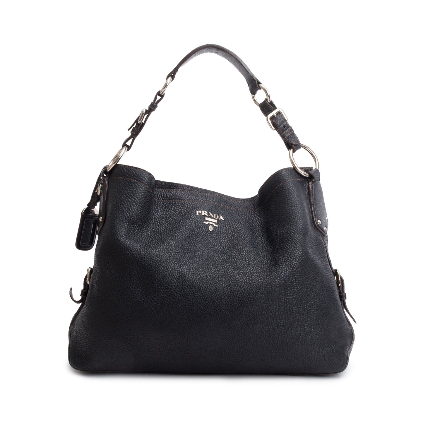 Prada Daino Hobo Bag Vitello Black Medium