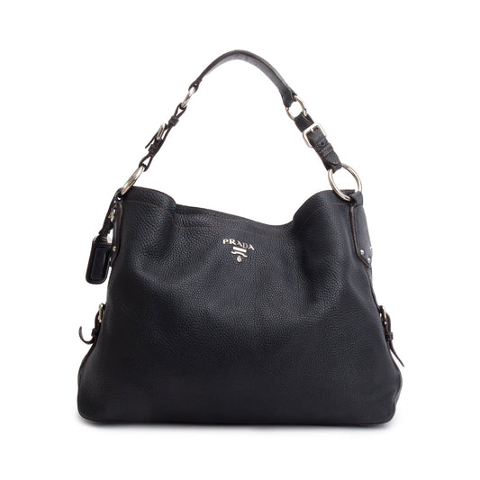 Prada Daino Hobo Bag Vitello Black Medium