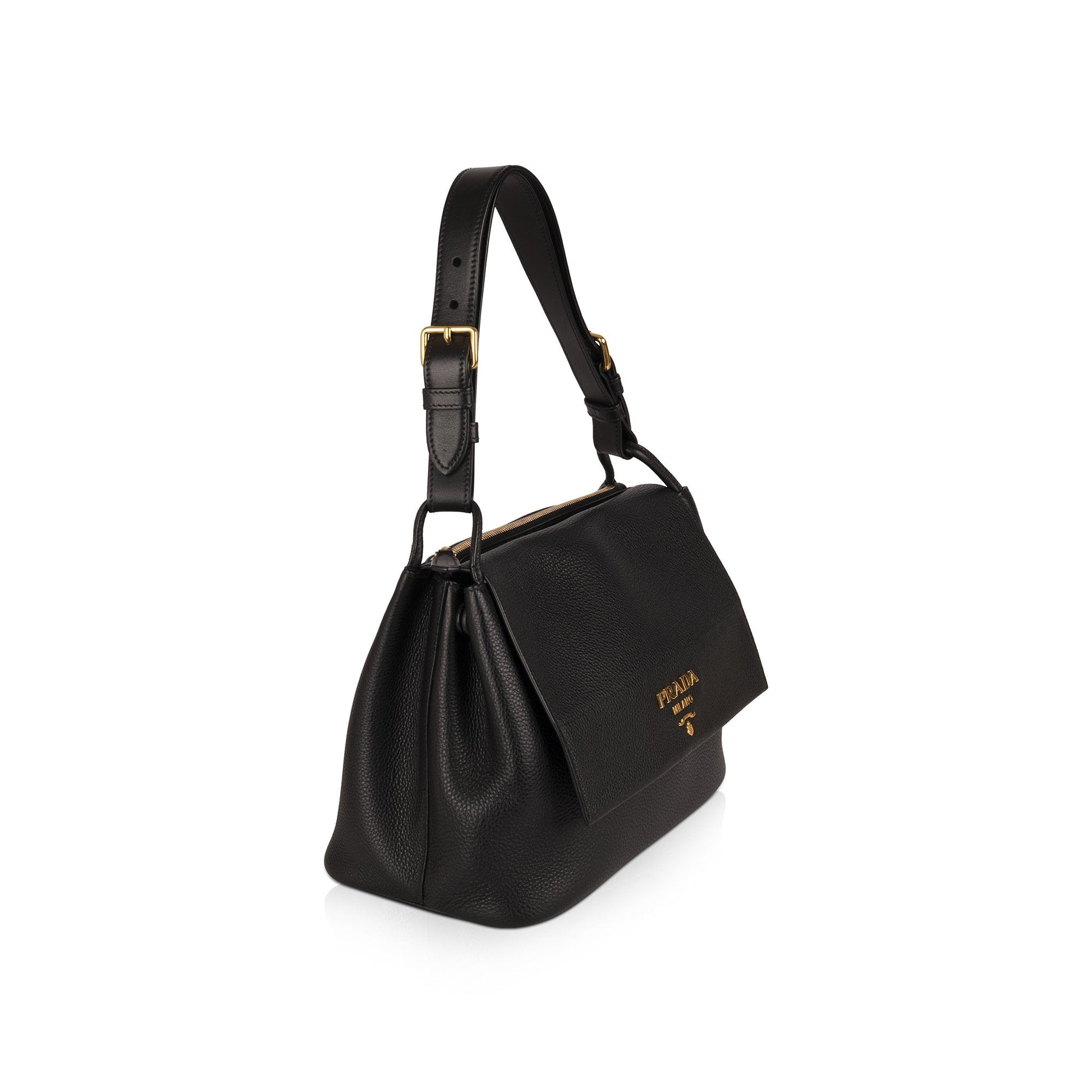 Prada Vitello Daino Shoulder Bag Black